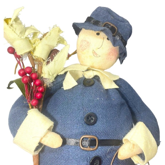 Fall Decor Farmhouse Stuffed Standing Colonial Women Thanksgiving People Turkey - Picture 9 of 11